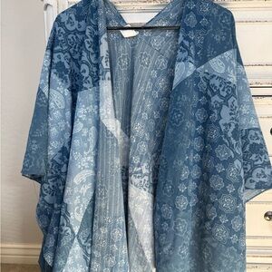 Blue Floral Kimono Cardigan